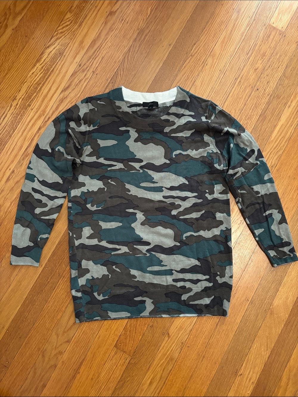 J. Crew Merino Wool Camo Crewneck Sweater